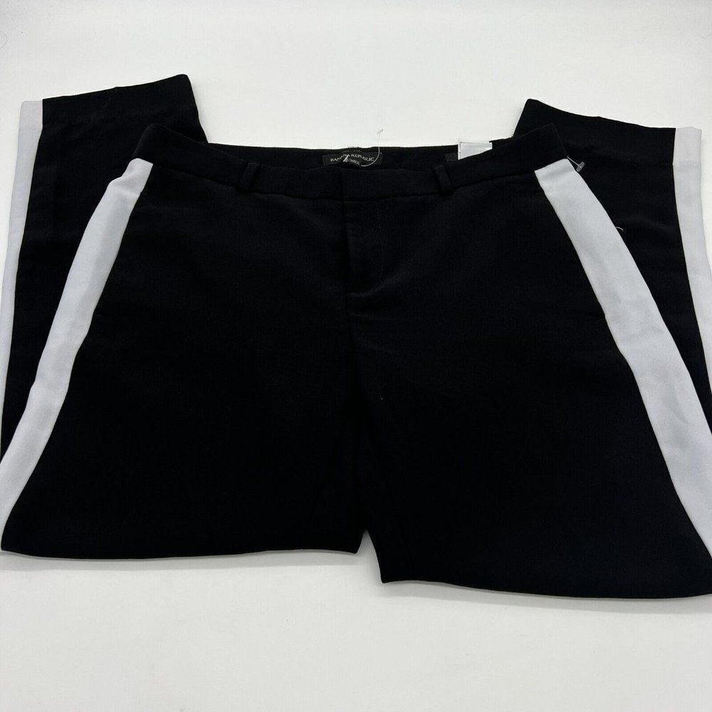 Banana Republic Avery Pants Women’s 4 Gray Slim Black White Side Stripe Ankle